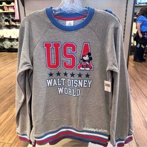 NWT Disney Parks‎ USA Gray Pullover Sweatshirt
